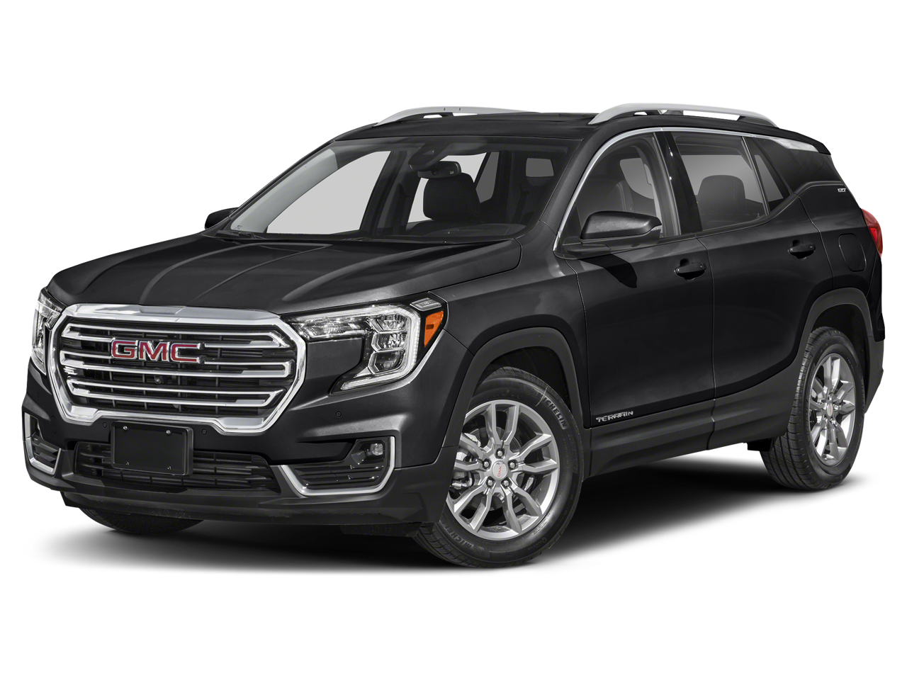 2023 GMC Terrain SLE in Ebony Twilight Metallic — front three-quarter view