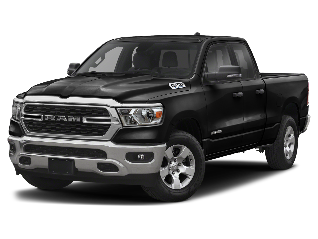 2023 RAM 1500 Big Horn in Diamond Black Crystal Pearlcoat — front three-quarter view