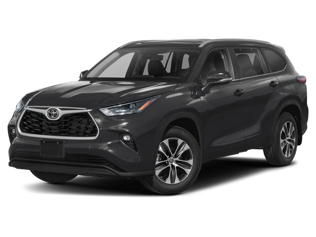 2024 Toyota Highlander XLE in Black — front three-quarter view